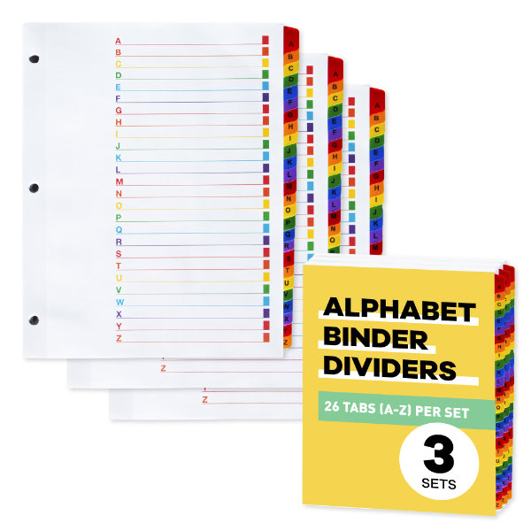 Alphabet binder dividers