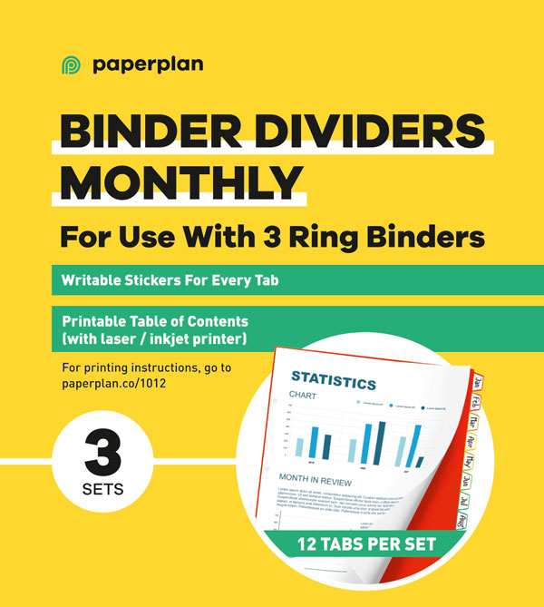 Monthly binder dividers